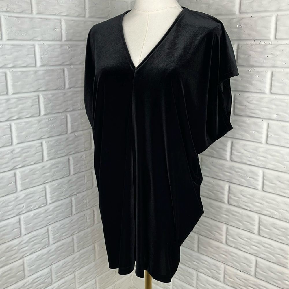 LANDS’ END Velvet Velour Black Top Dolman Sleeve size Medium 10/12